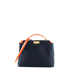 FENDI - Large model Peekaboo handbag in black canvas and leather