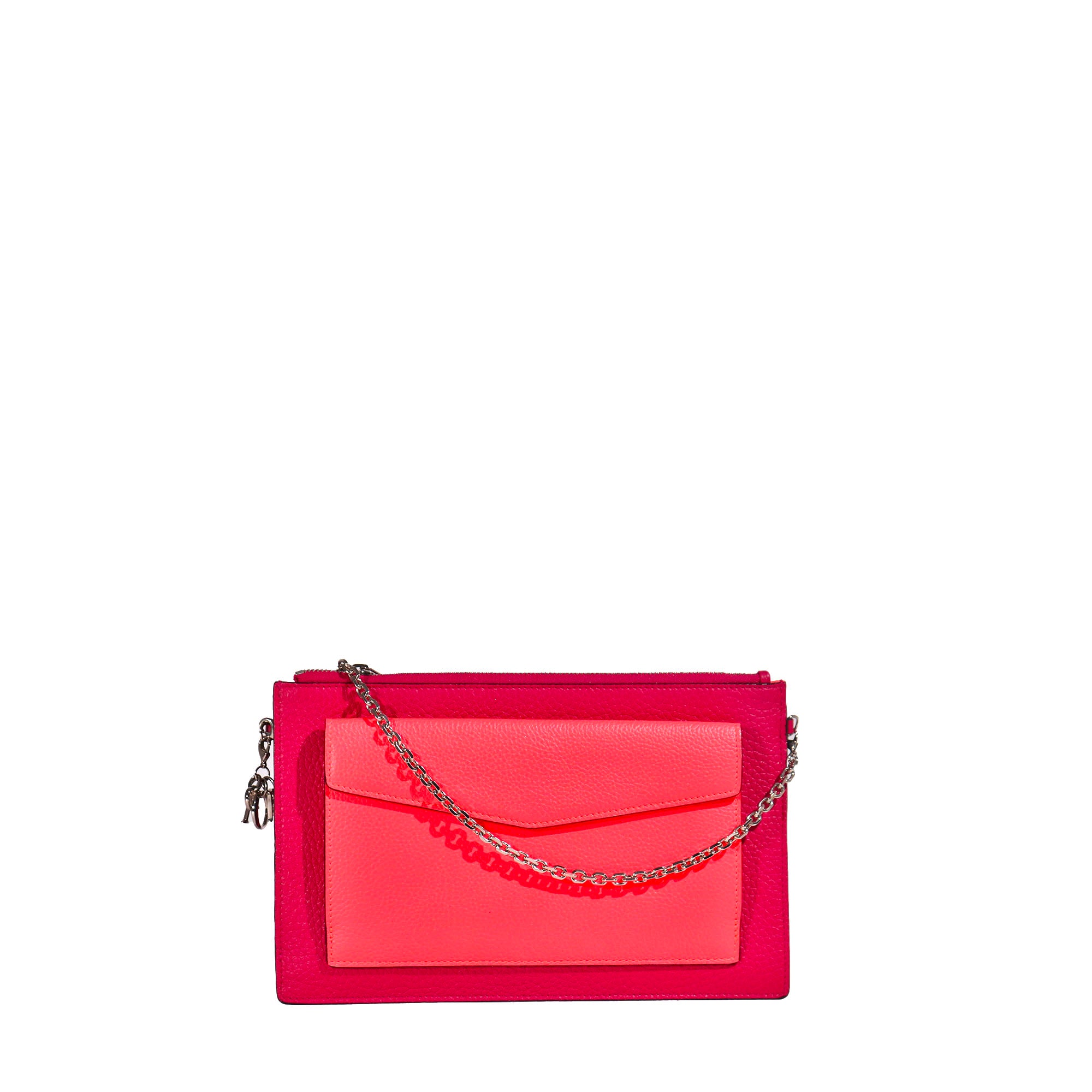 DIOR - Pochette à bandoulière Diorissimo en cuir grainé bicolore rose et fushia