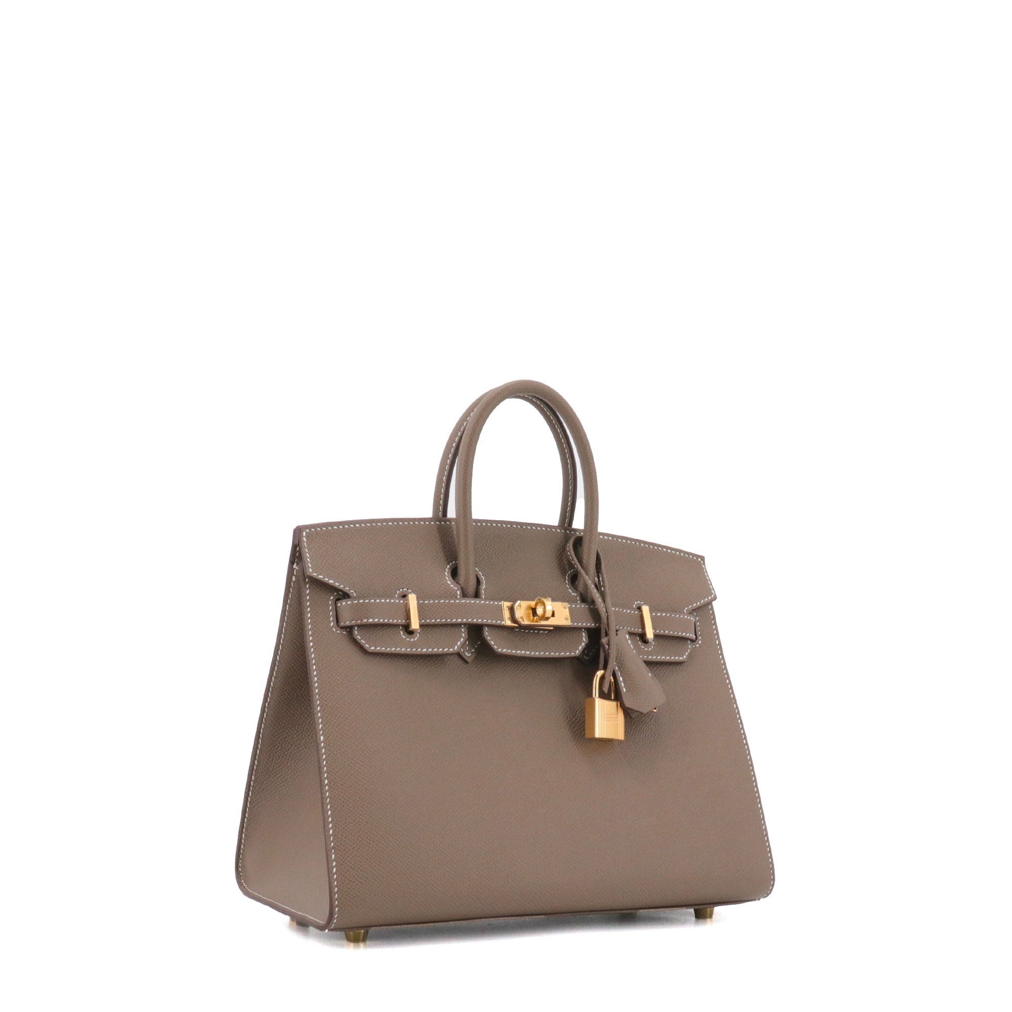 HERMÈS - Sac à main Birkin 25 Hermès en cuir epsom étoupe