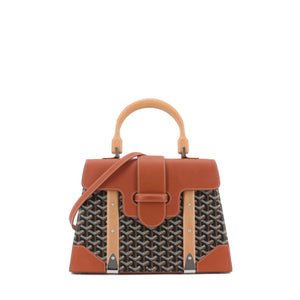 GOYARD - Saigon MM Goyard handbag in Goyard canvas and brown leather