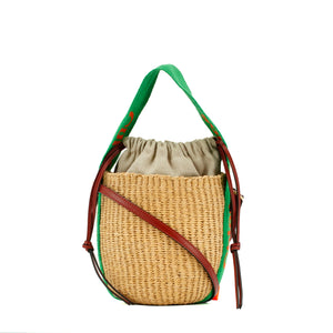 CHLOÉ - Chloé Woody PM shoulder basket in beige natural straw