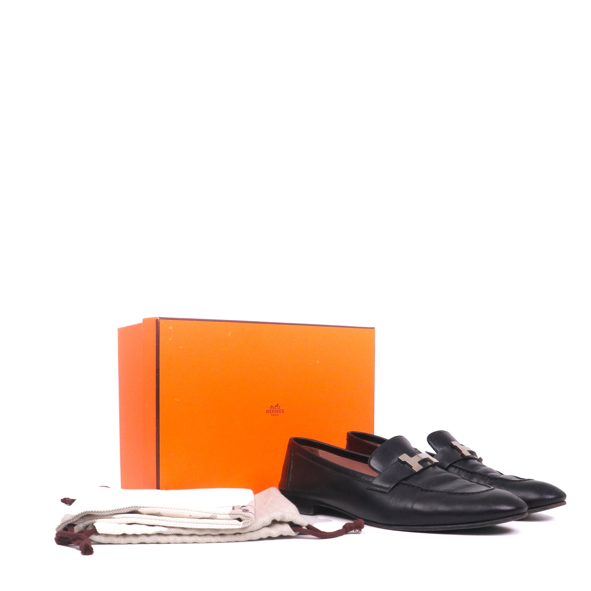 HERMÈS - Kennedy loafers in beige leather (T37.5)