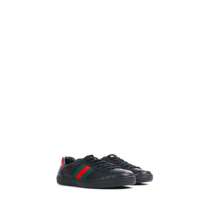 GUCCI - Sneakers Ace Gucci en cuir noir et bande web (T42)