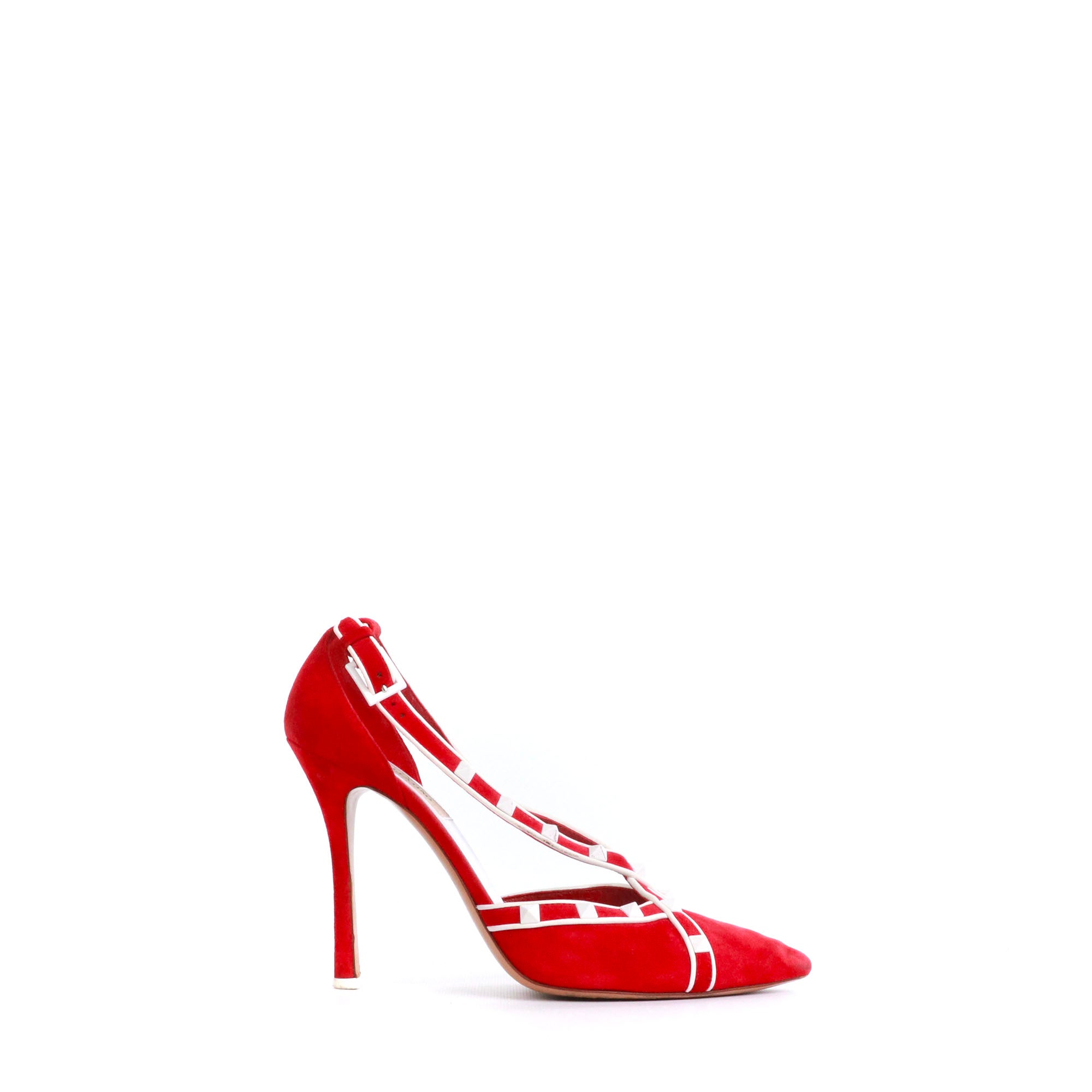 VALENTINO - Rockstud sandals in black leather and ostrich feathers (T41.5)