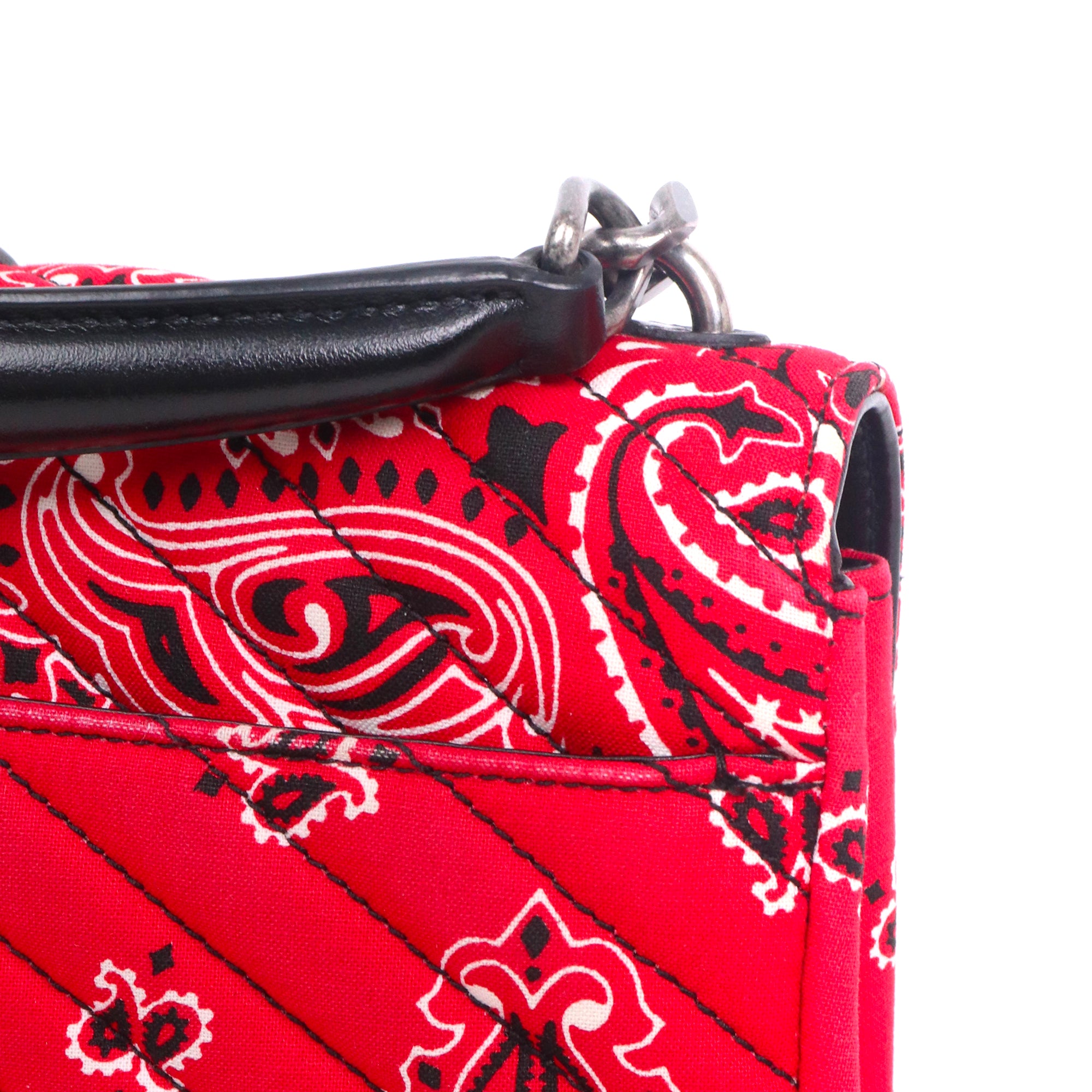 SAINT LAURENT - Sac à bandoulière Collège Medium Saint Laurent en toile bandana rouge