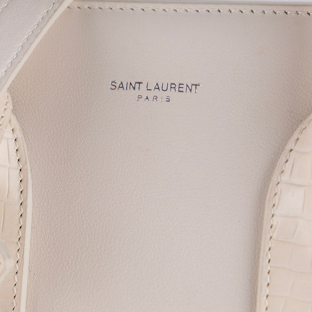 SAINT LAURENT - Sac de jour small en cuir lisse blanc