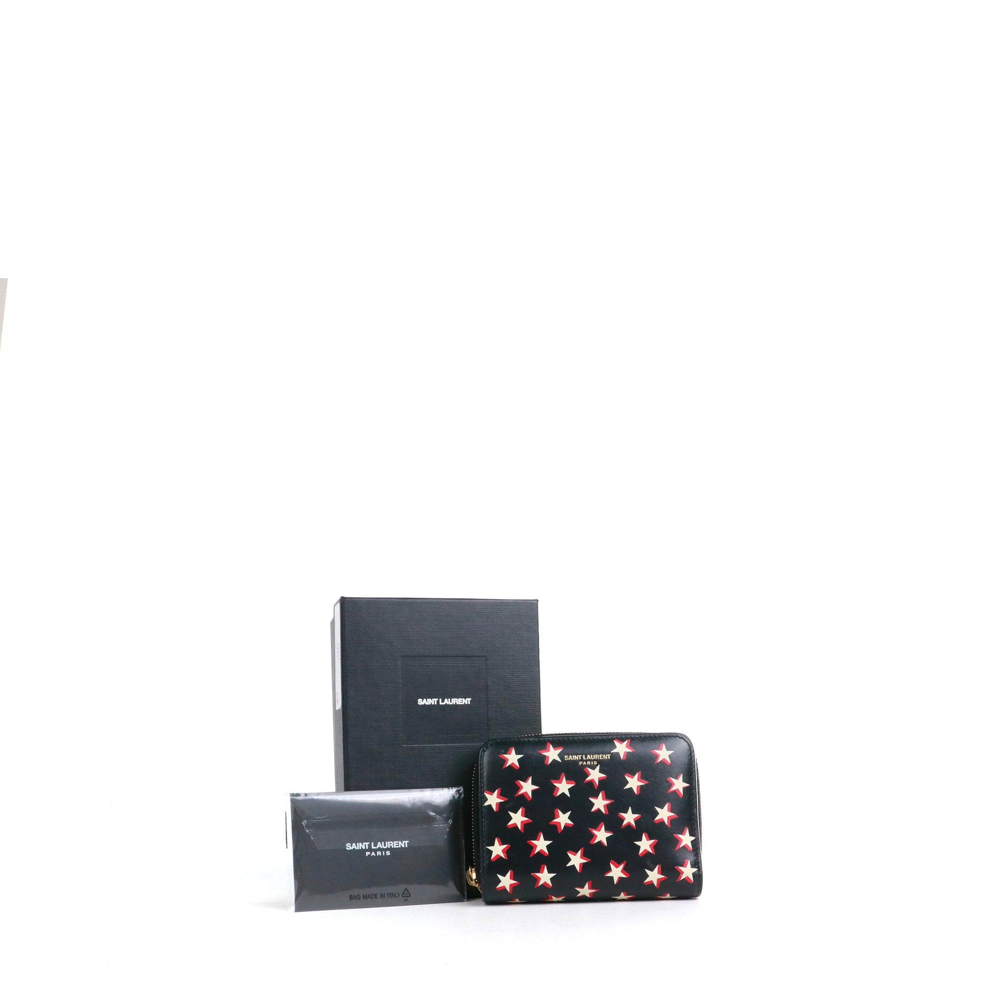 SAINT LAURENT - Portefeuille Etoile Saint Laurent en cuir noir