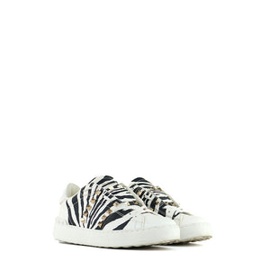 VALENTINO - Rockstud sneakers in white zebra pattern leather (T36)