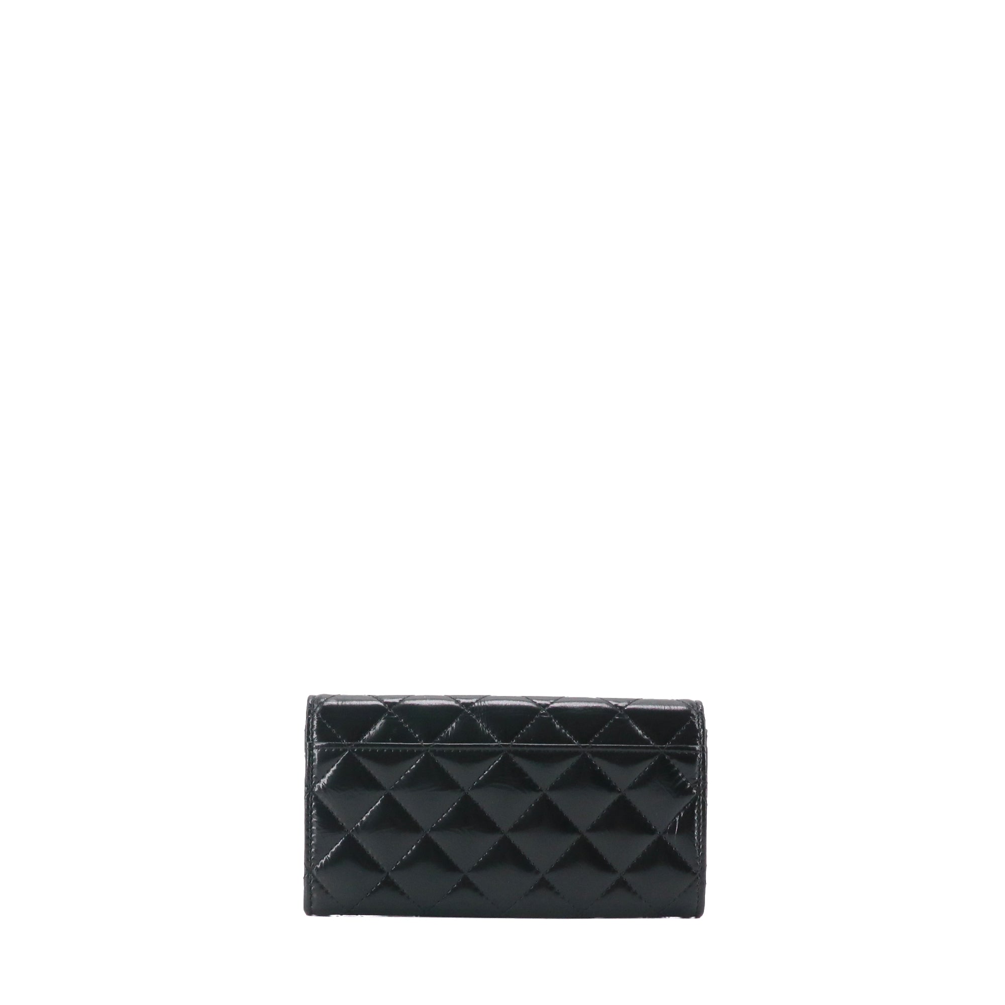 CHANEL - Portefeuille CC Chanel en cuir verni noir