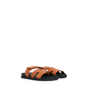 HERMÈS - Chypre sandals in black smooth leather (T36)