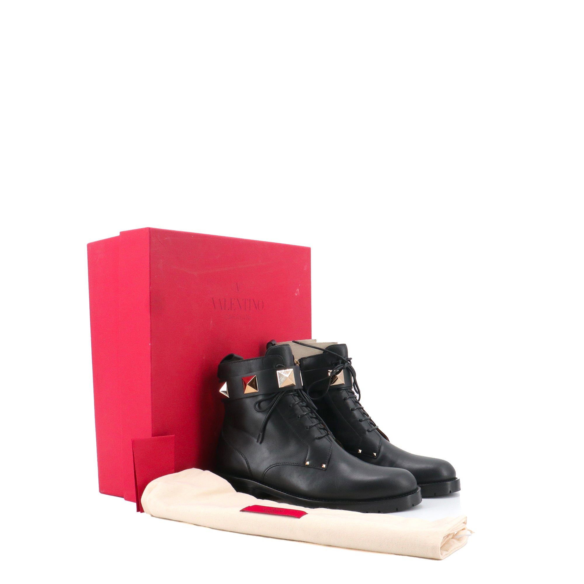 VALENTINO - Bottines Rockstud Valentino en cuir noir (T36.5)