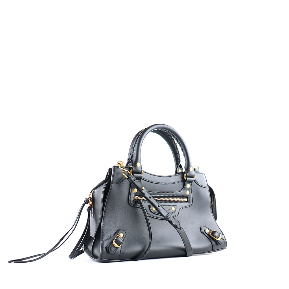 BALENCIAGA - Neo City shoulder bag in black smooth leather
