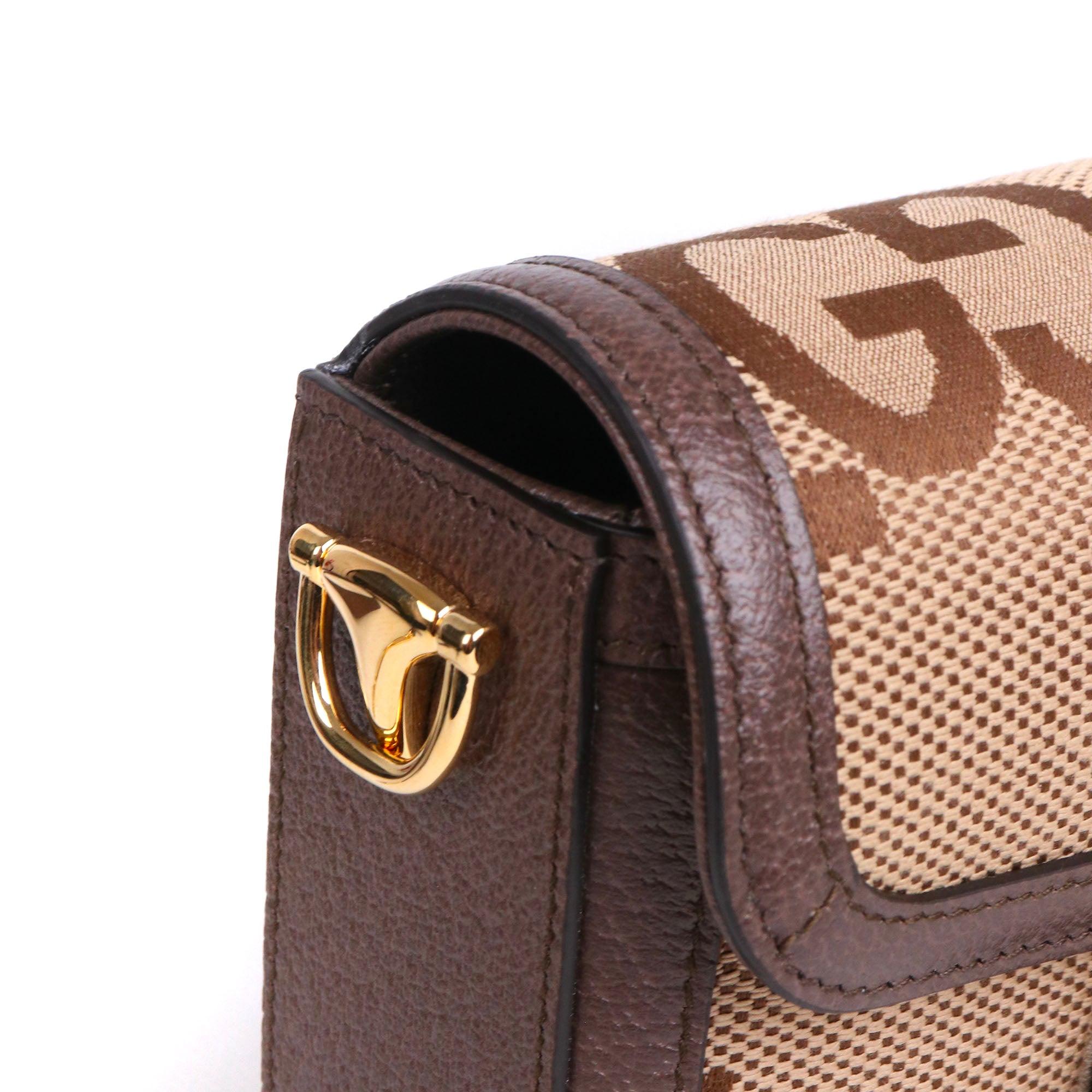 GUCCI - Small Gucci Jackie 1961 shoulder bag in denim and brown grained leather