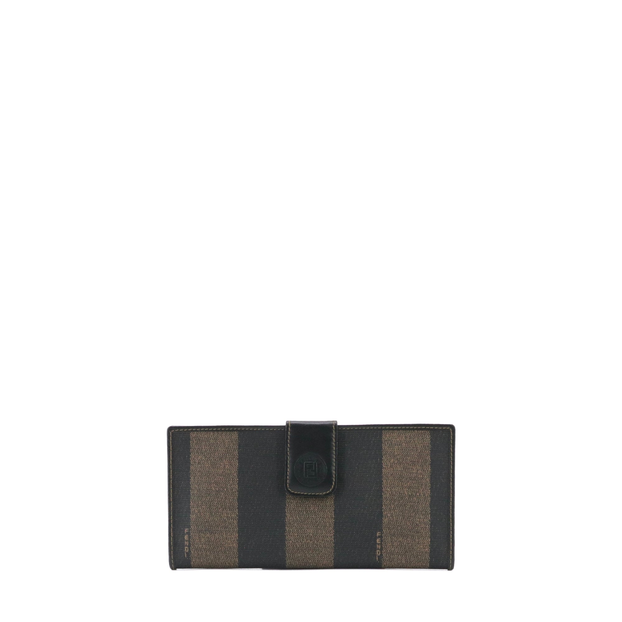 FENDI - Portefeuille Fendi en cuir et toile à rayures