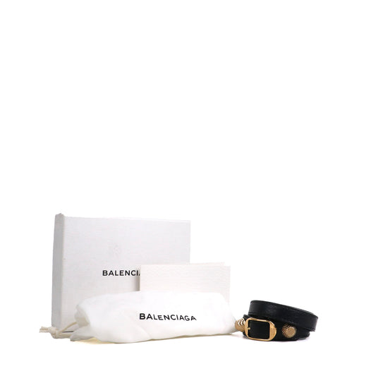 BALENCIAGA - Bracelet Triple Tour Work Balenciaga en cuir noir (XS)