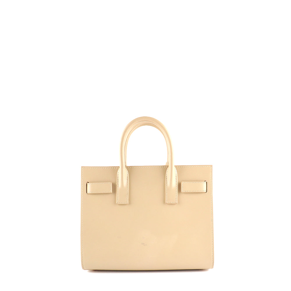 SAINT LAURENT - Sac de jour nano en cuir lisse beige