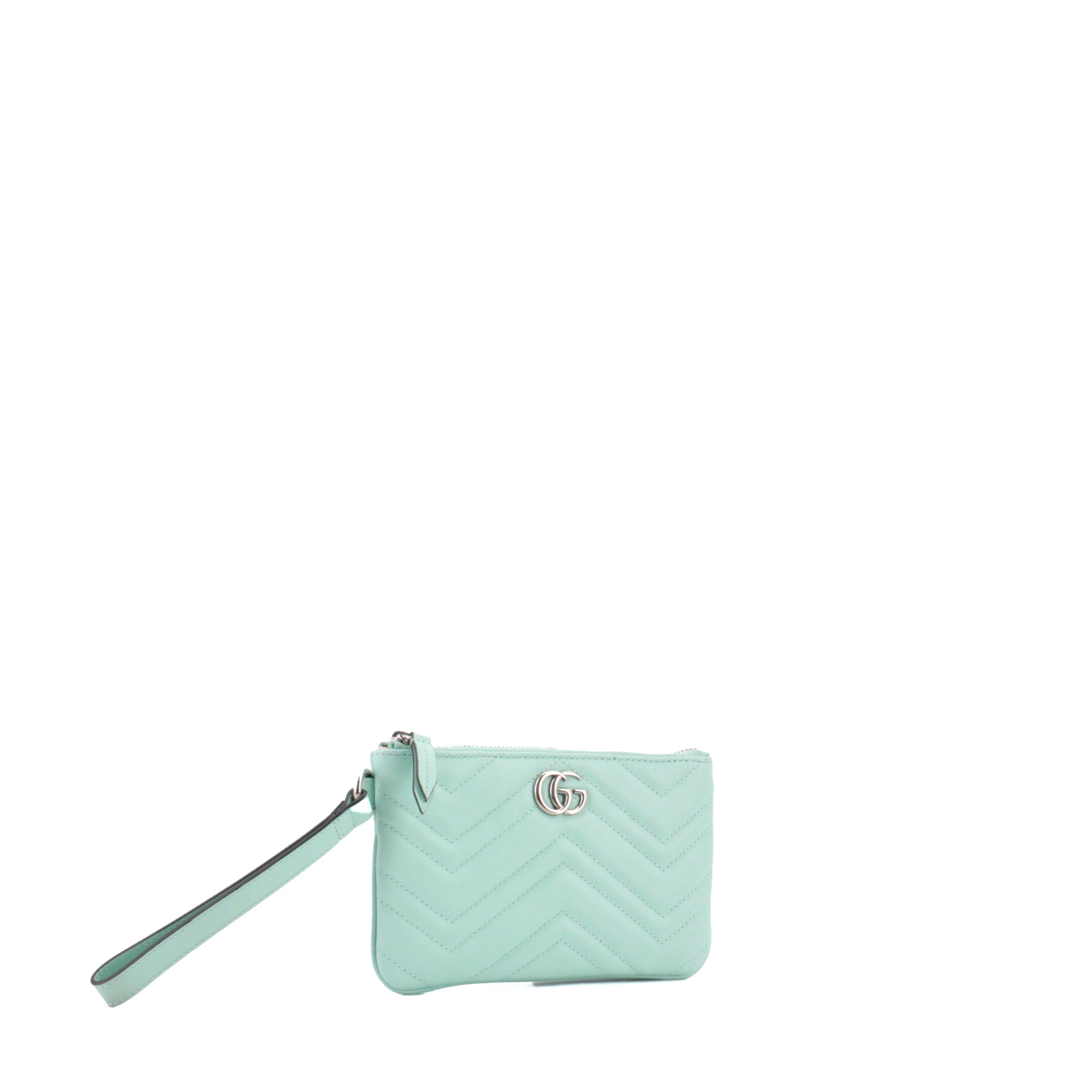 GUCCI - Pochette GG Marmont Gucci en cuir chevron bleu pastel