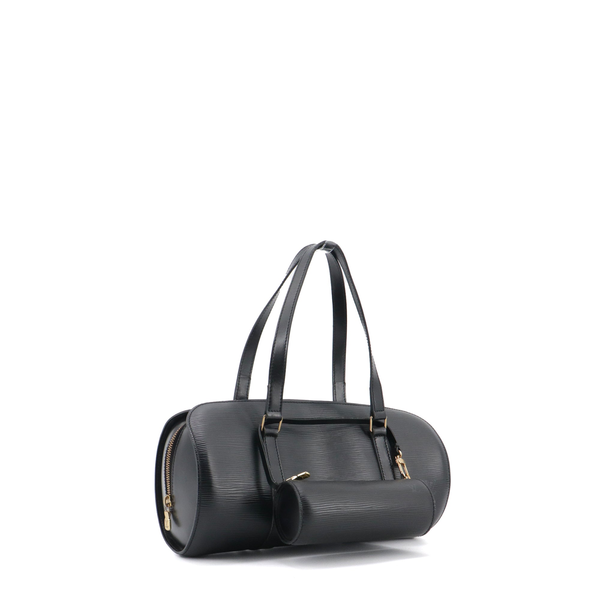 LOUIS VUITTON - Sac à épaule Soufflot Louis Vuitton en cuir épi noir vintage