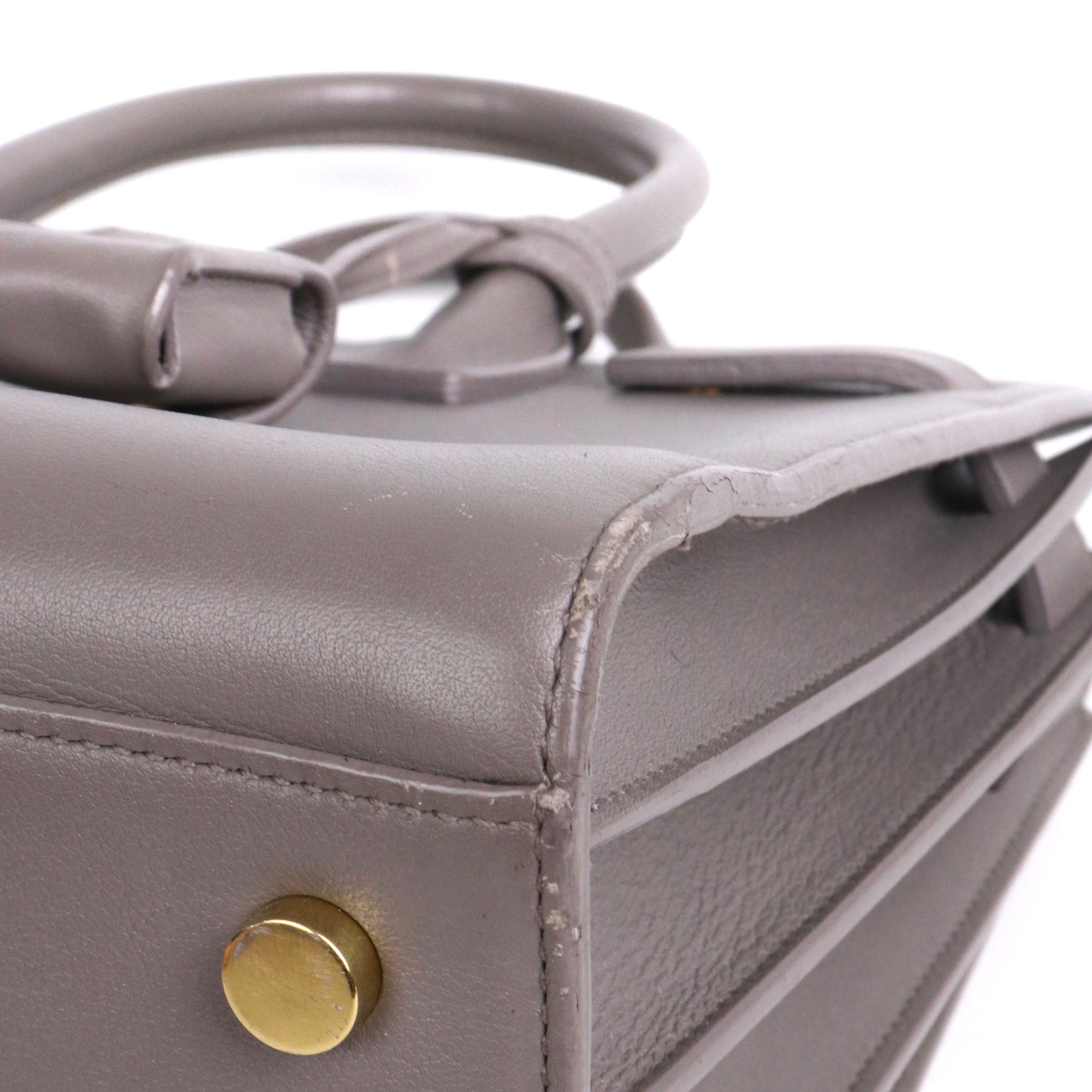 SAINT LAURENT - Nano day bag in gray grained leather