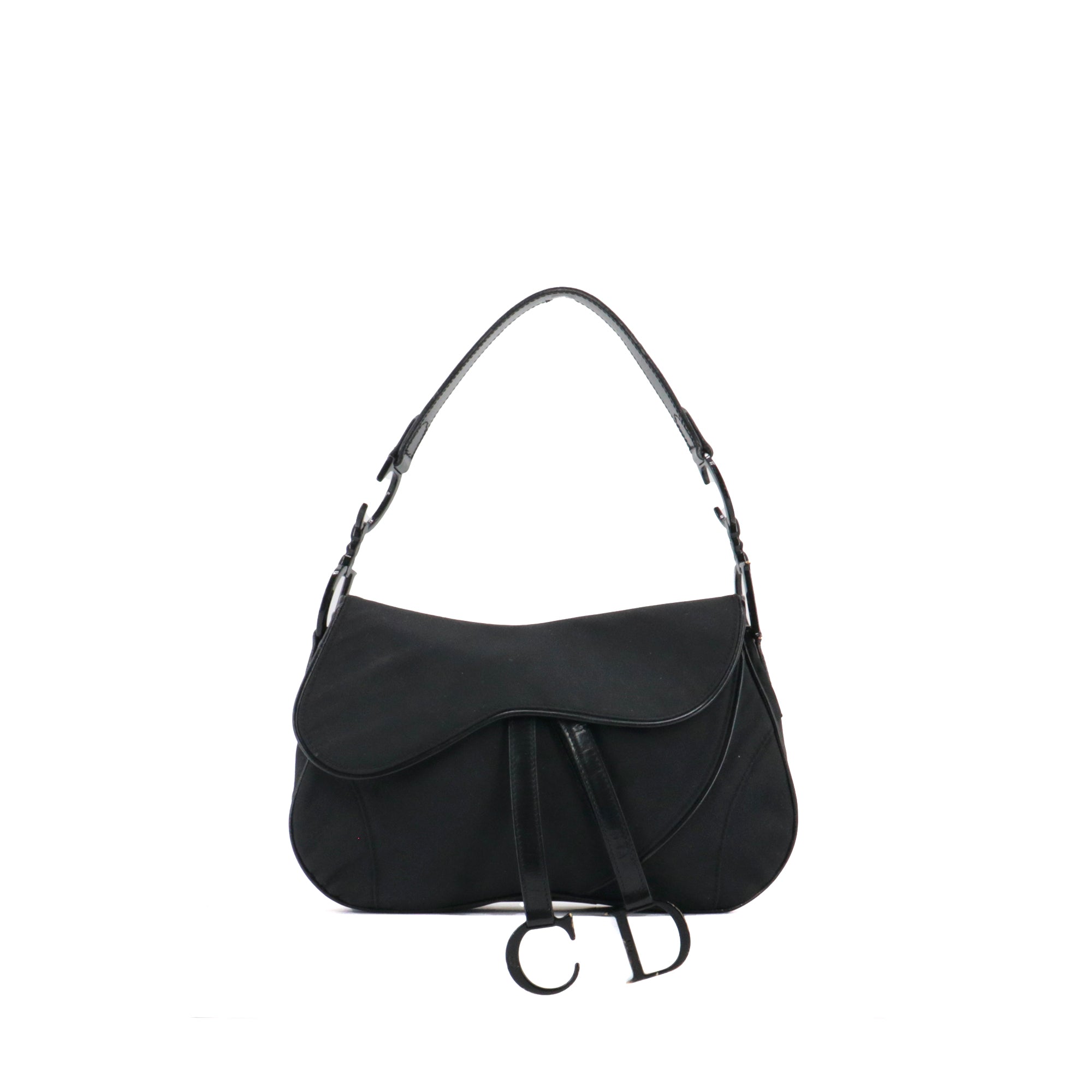 DIOR - Sac à épaule Saddle Vintage Dior en toile noire