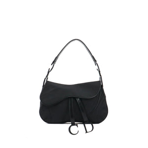 DIOR - Dior Vintage Saddle shoulder bag in black canvas
