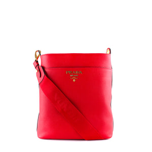 PRADA - Red grained leather shoulder bag