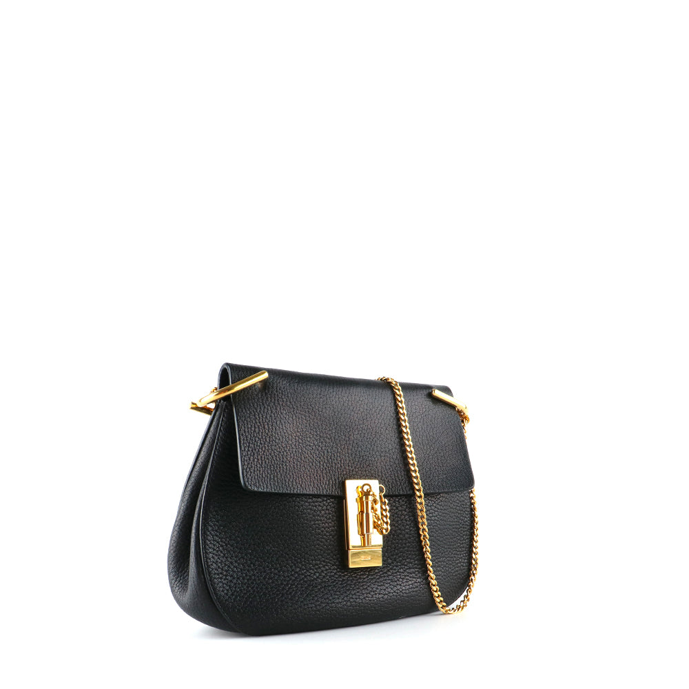 CHLOÉ - Sac à bandoulière Drew en cuir grainé noir