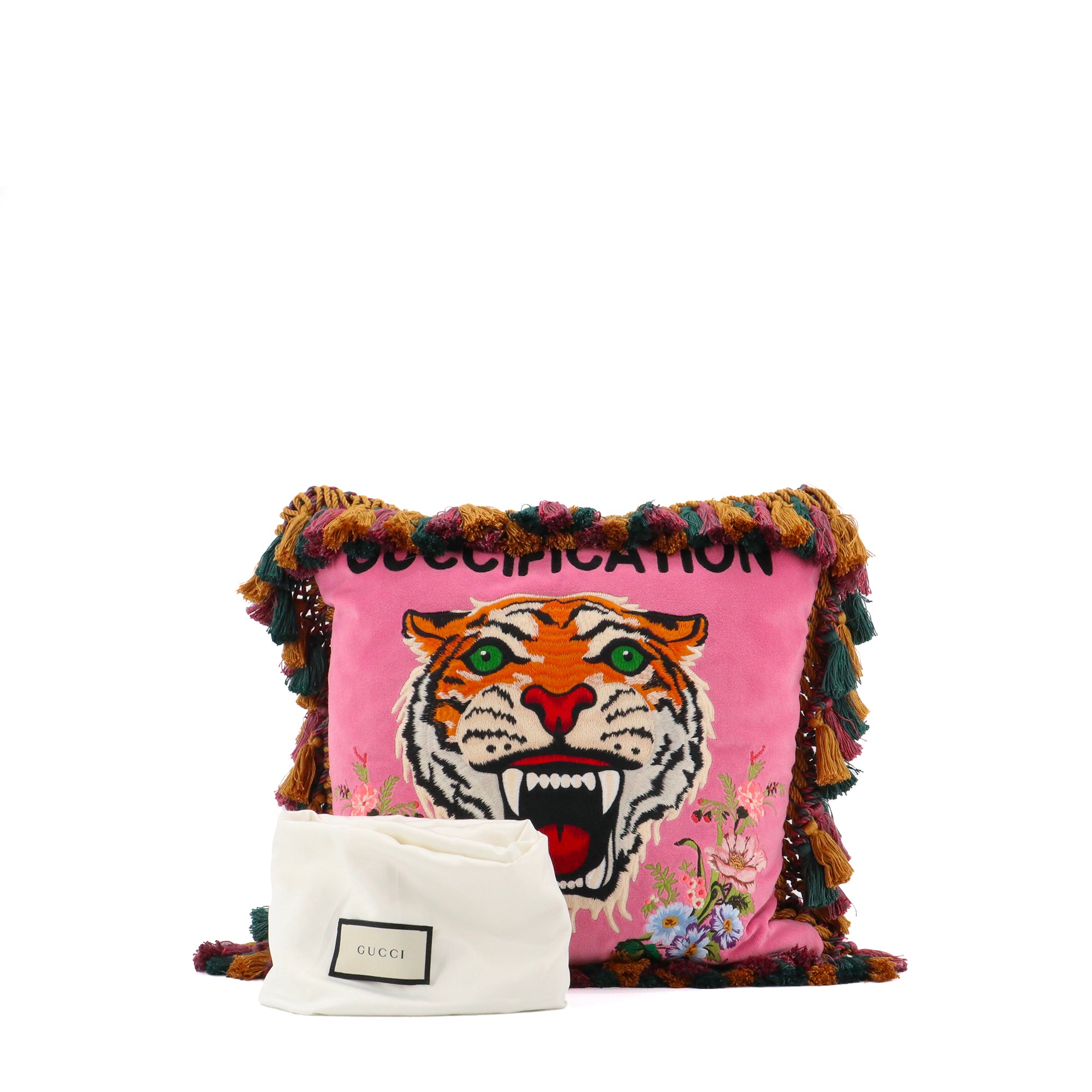 GUCCI - Coussin Guccification Gucci en velours rose