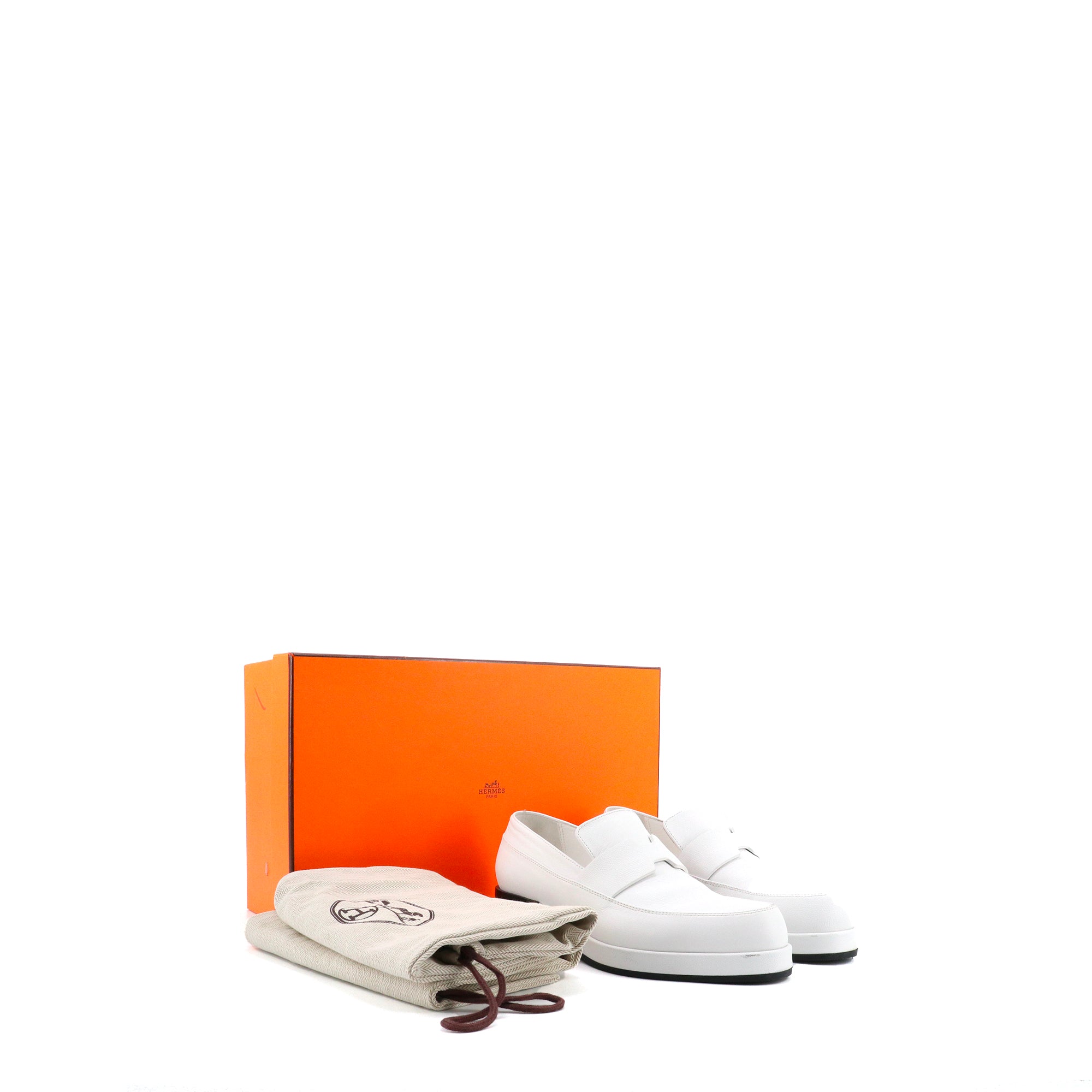 HERMÈS - Kennedy loafers in beige leather (T37.5)