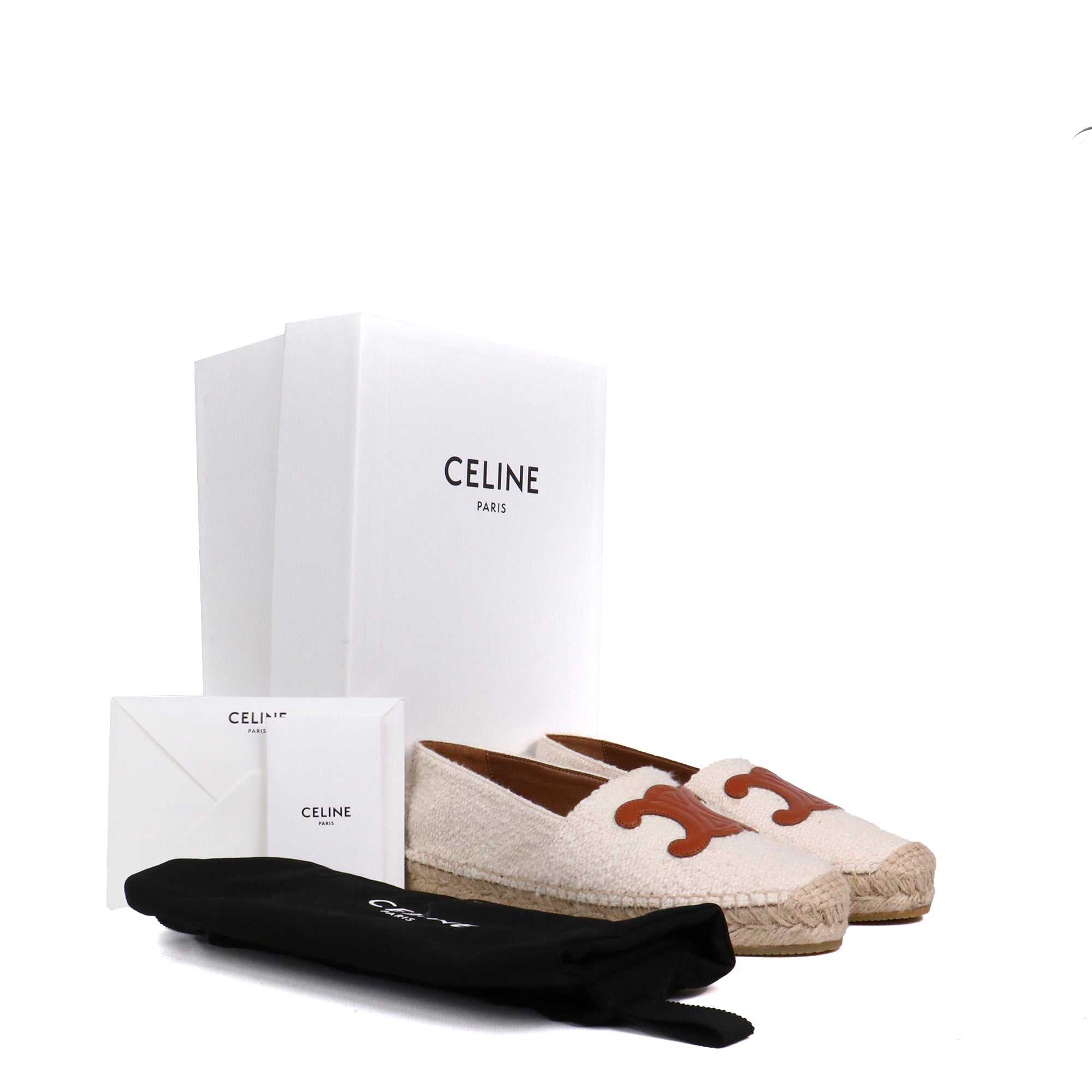CELINE - Espadrilles Triomphe Celine en tweed et cuir de veau marron (T39)