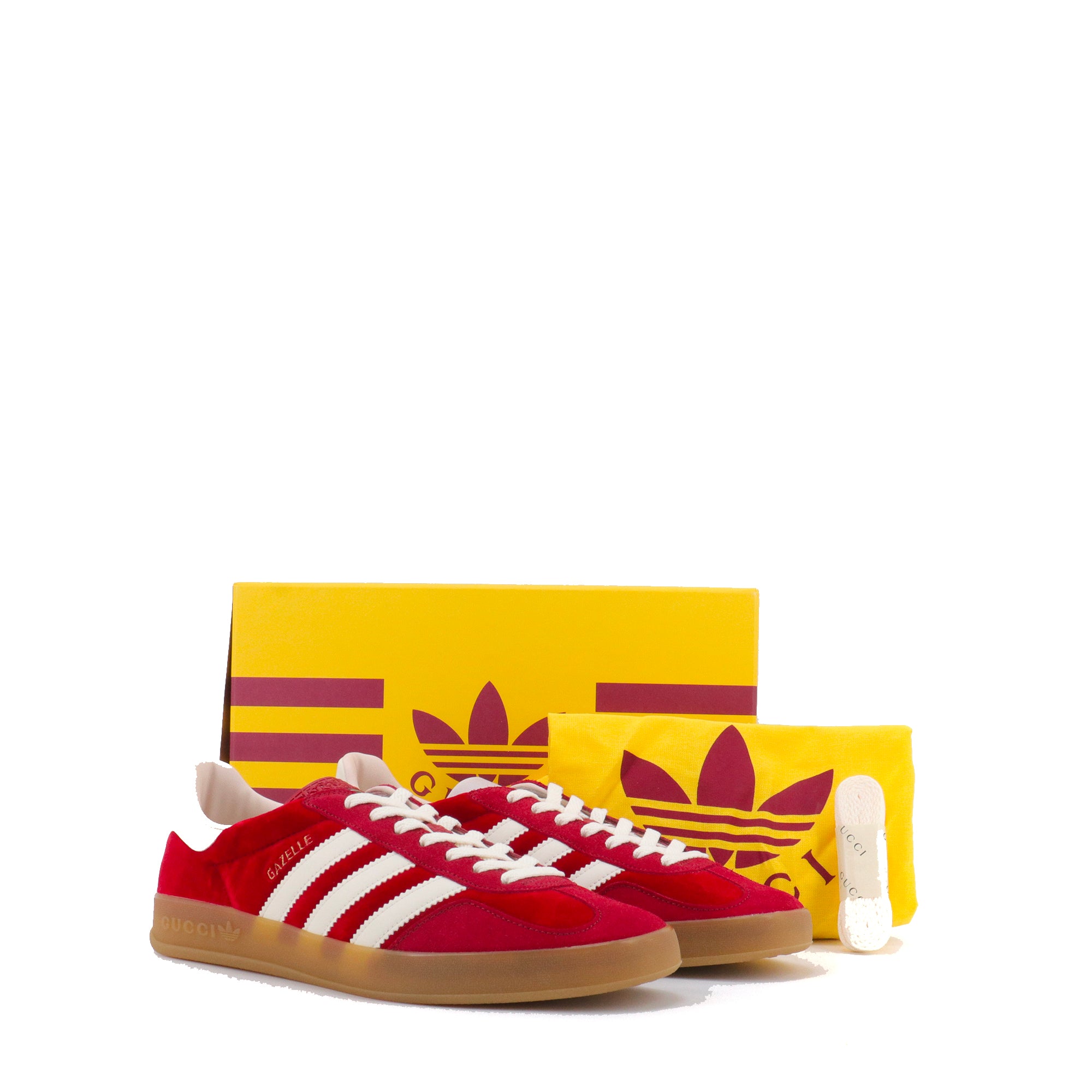 GUCCI - Sneakers Gazelle Gucci x Adidas en daim et velours rouge (T43.5)