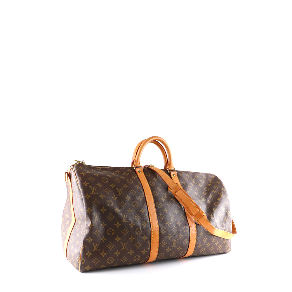 LOUIS VUITTON - Sac de voyage Keepall 55 à bandoulière en toile monogrammée vintage