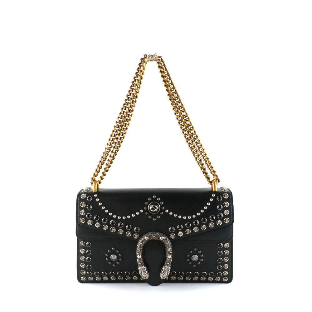 GUCCI - Sac à épaule Dionysus Stud en cuir noir