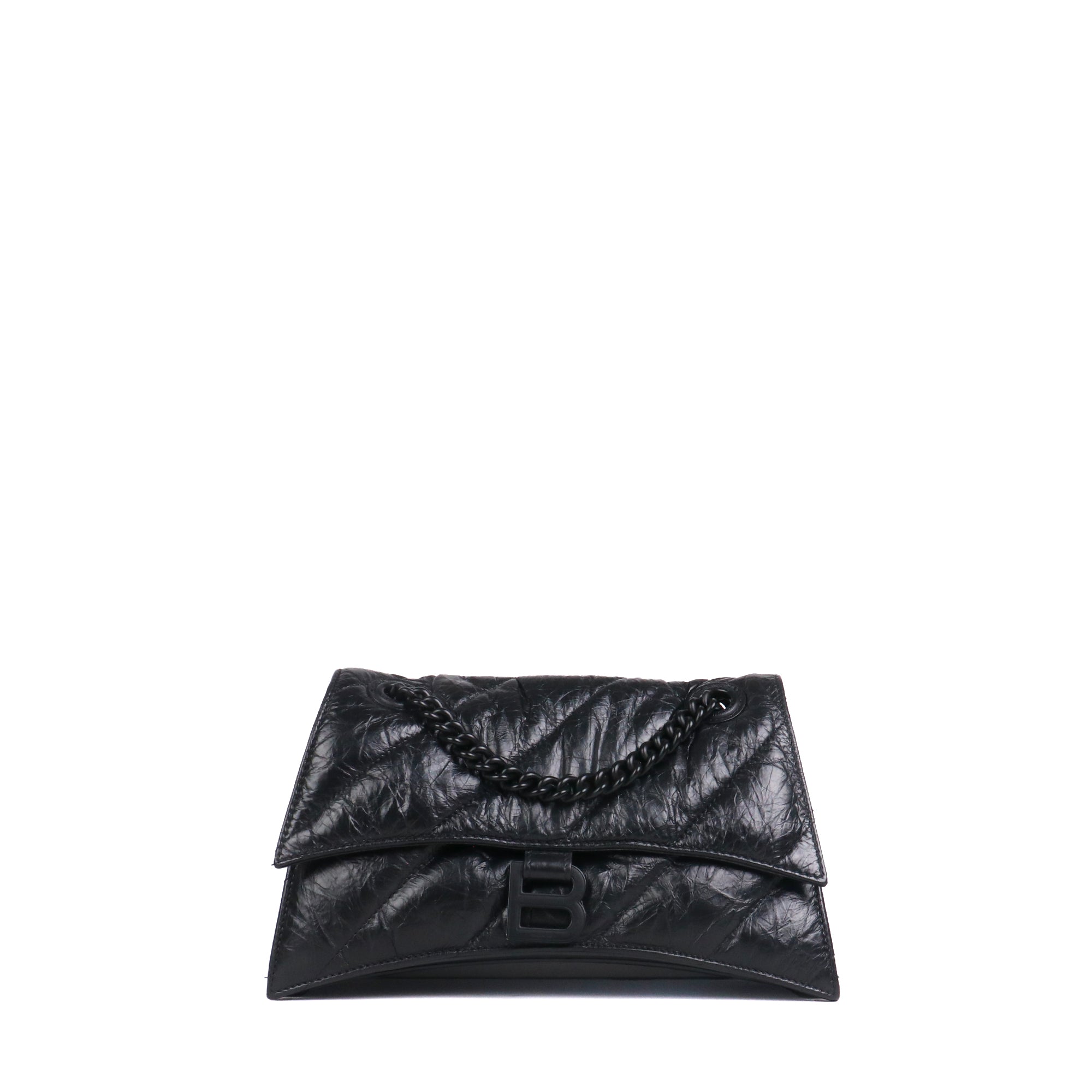 BALENCIAGA - Crush small shoulder bag in black leather