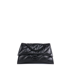 BALENCIAGA - Crush small shoulder bag in black leather