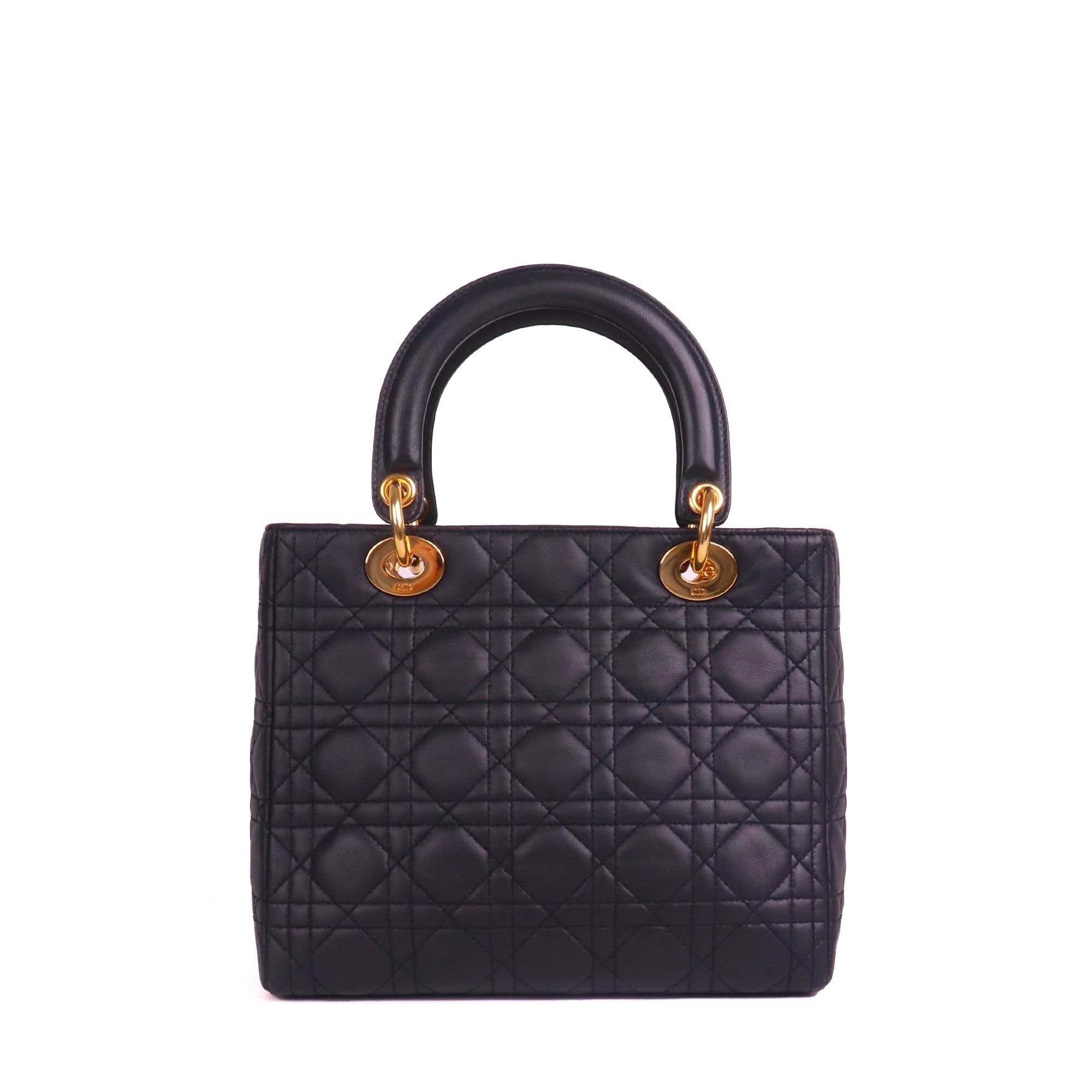 DIOR - Lady Dior medium handbag in vintage black leather