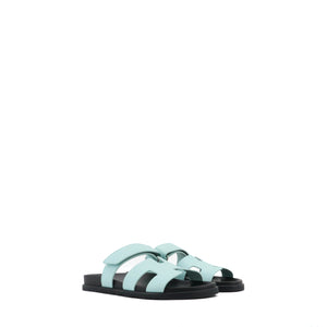 HERMÈS - Sandales Chypre Hermès en cuir epsom bleu cristaux (T41.5)