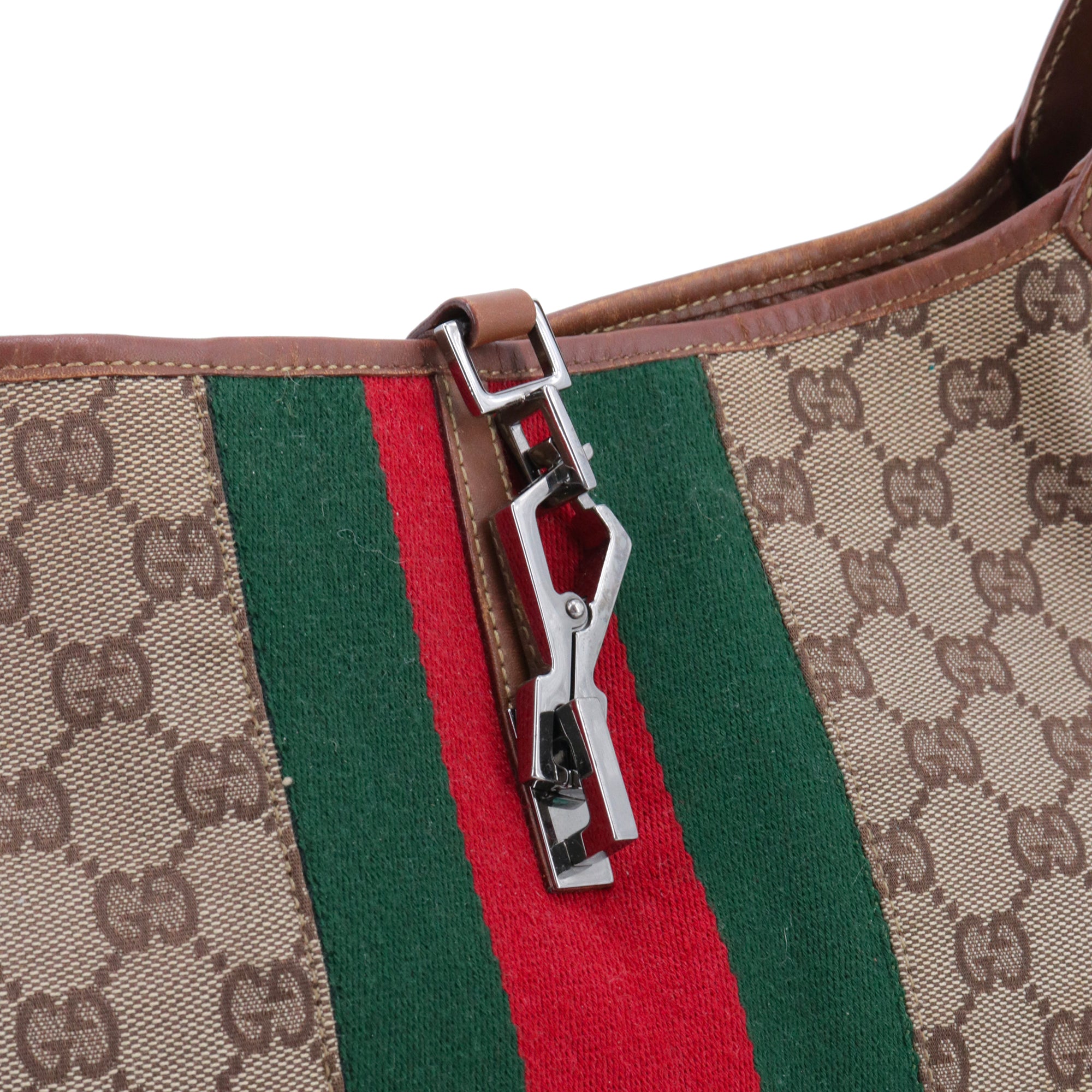 GUCCI - Sac à épaule Jackie Hobo Edition Limitée 2010 Gucci grande taille en toile monogrammée et cuir marron vintage