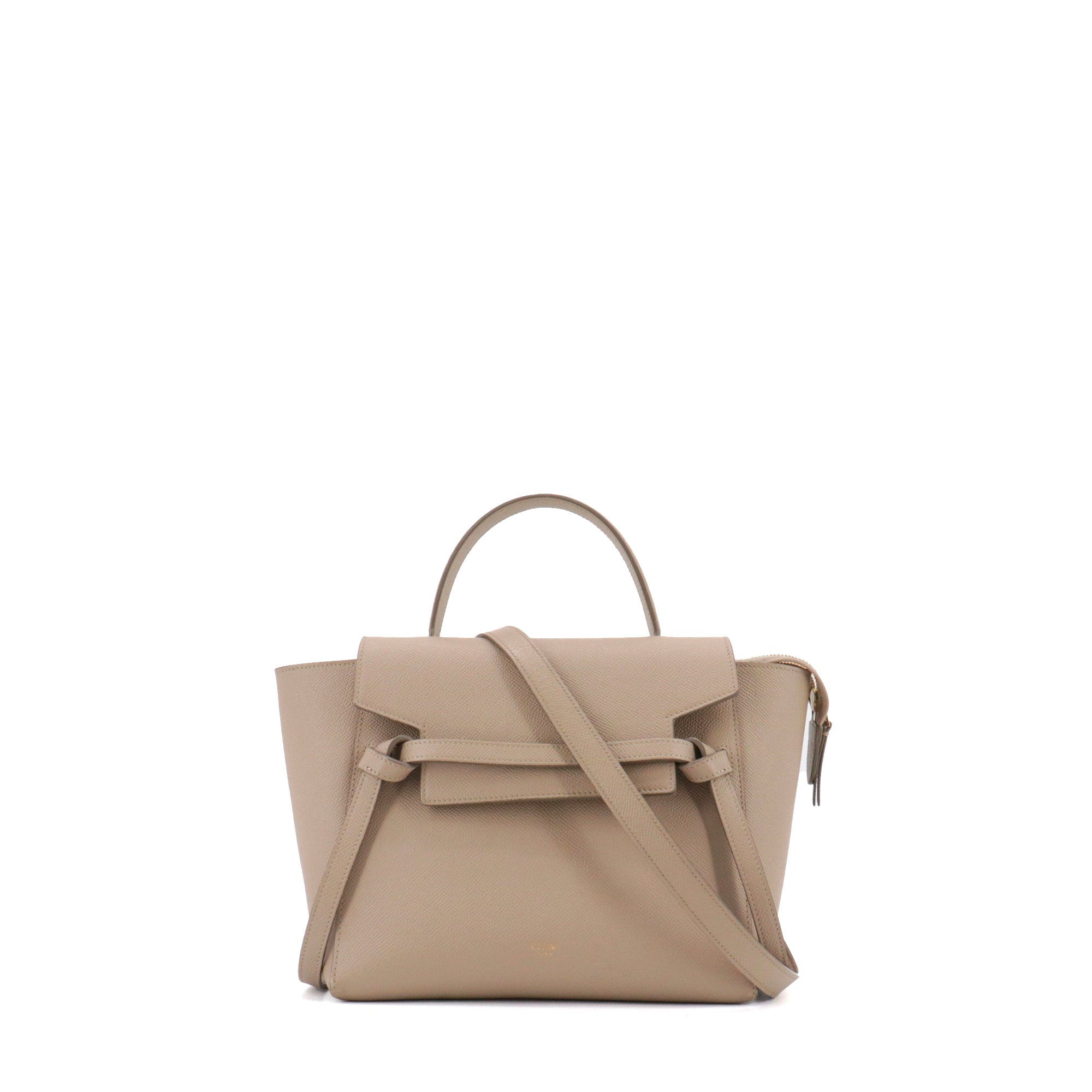 CELINE - Sac à bandoulière Belt nano Celine en cuir grainé beige