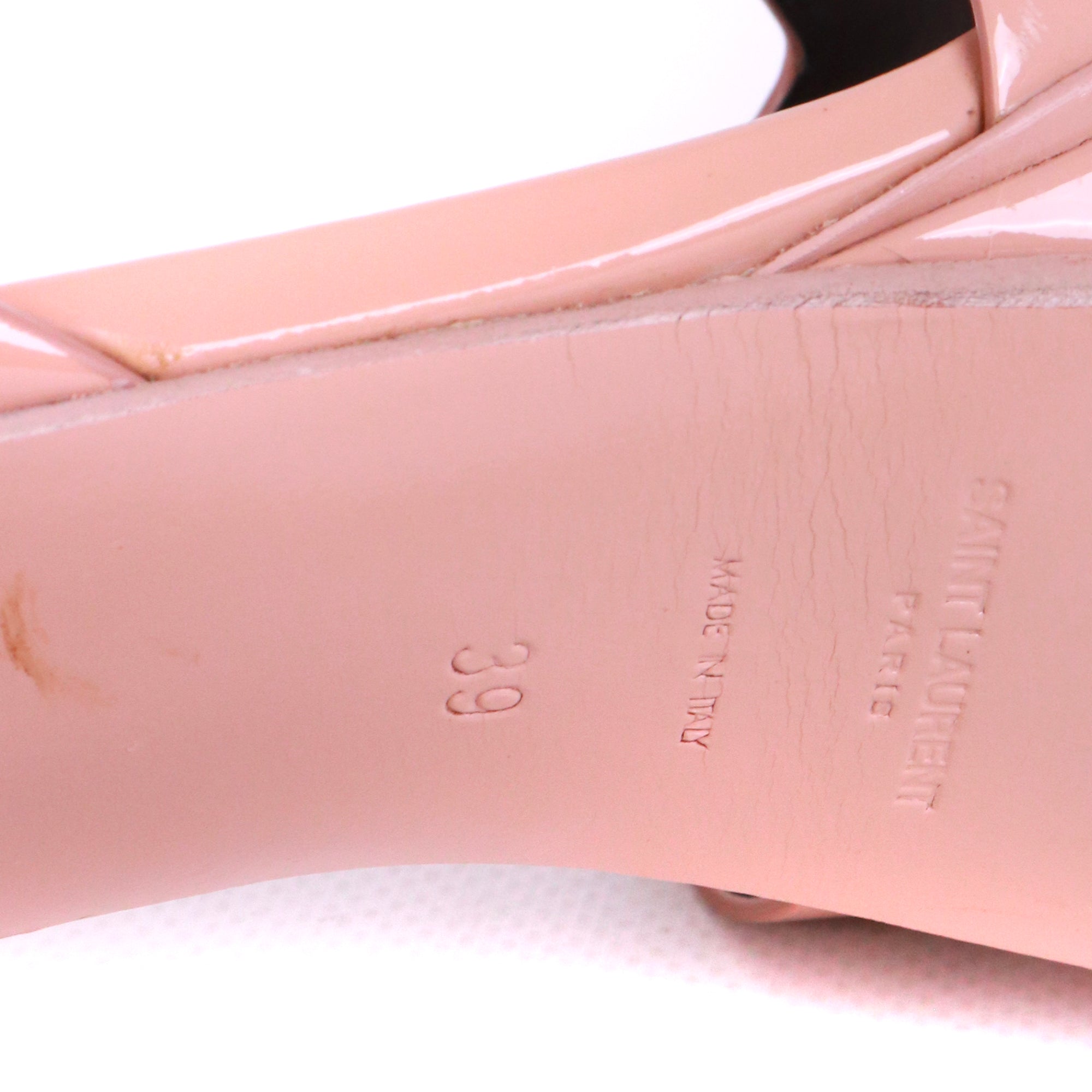 SAINT LAURENT - Escarpins Tribute Saint Laurent en cuir verni rose poudré (T39)