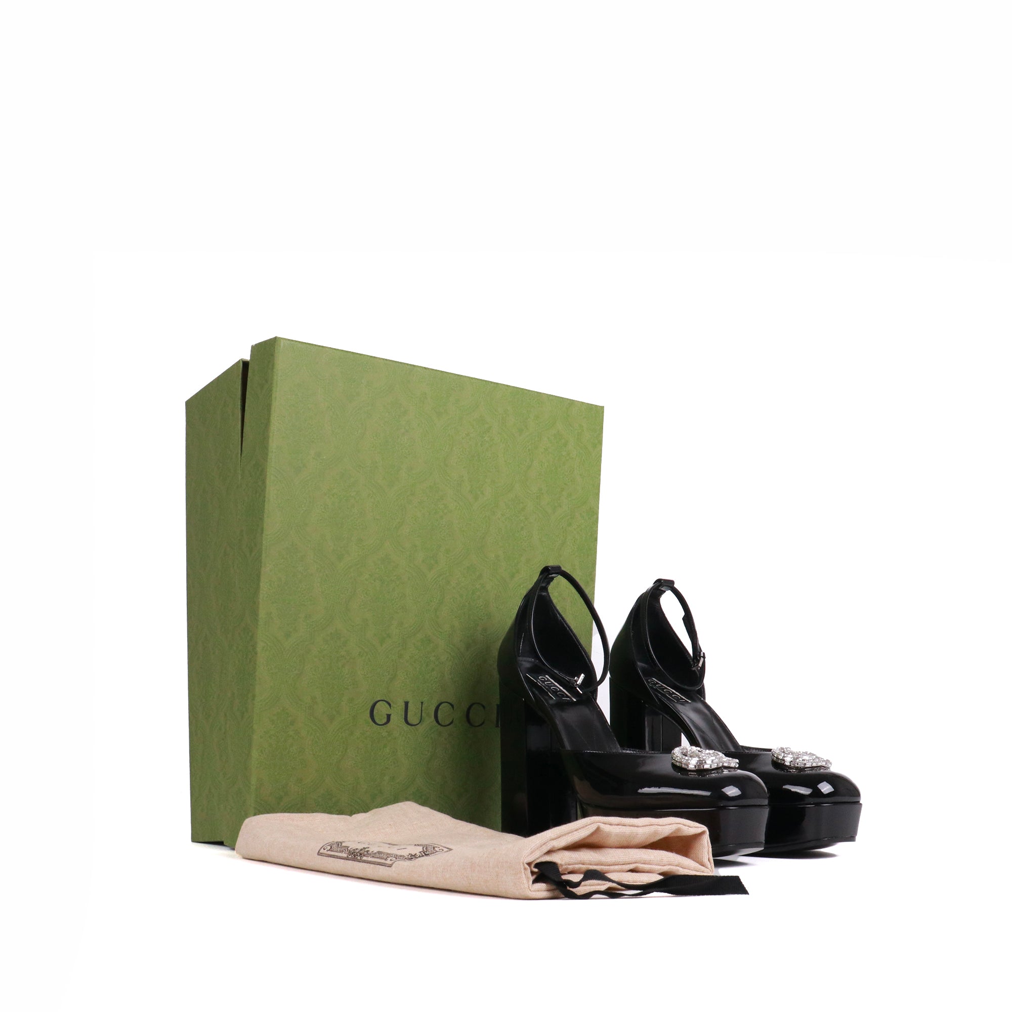 GUCCI - Escarpins Crystal Gucci en cuir verni noir (T40,5)