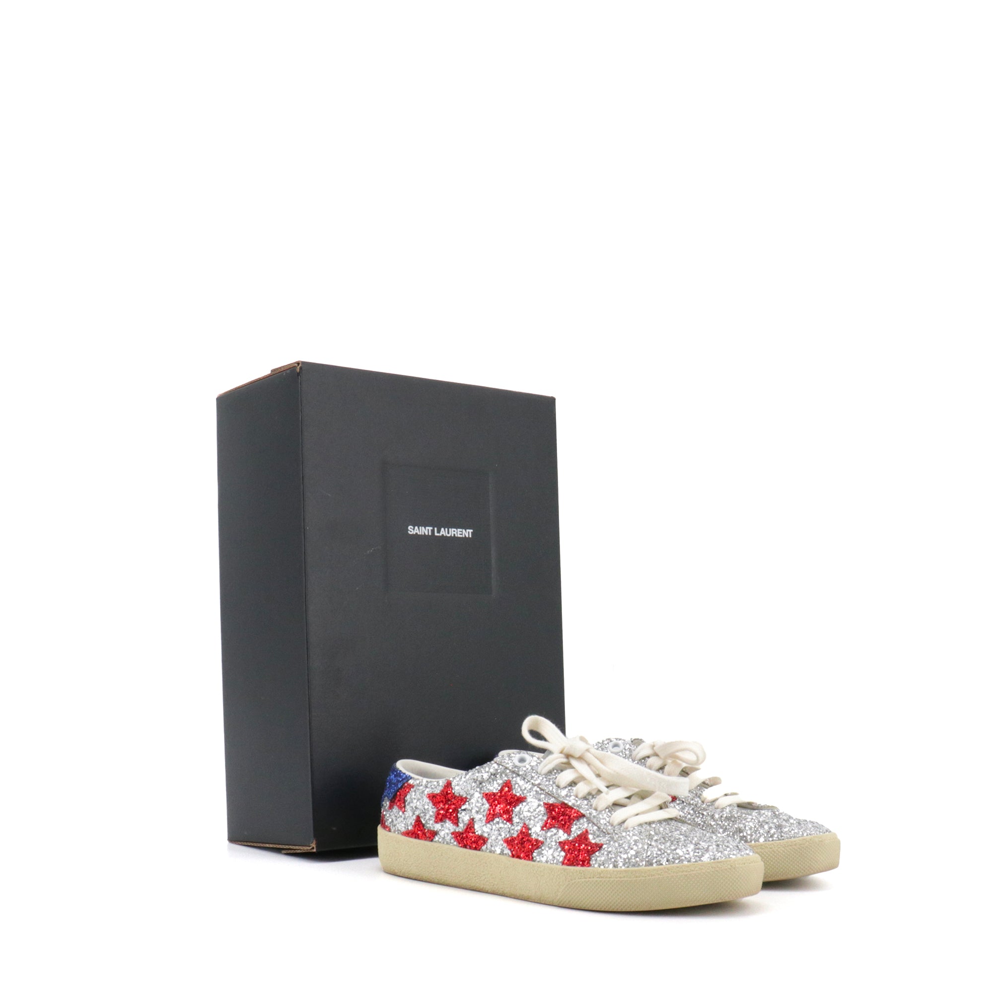 SAINT LAURENT - Saint Laurent Court Classic sneakers with silver glitter (size 36.5)