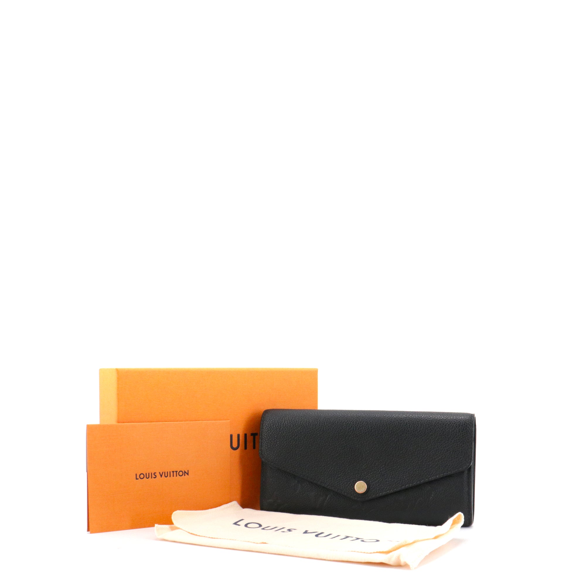 LOUIS VUITTON - Portefeuille Sarah Louis Vuitton en cuir Monogram Empreinte noir
