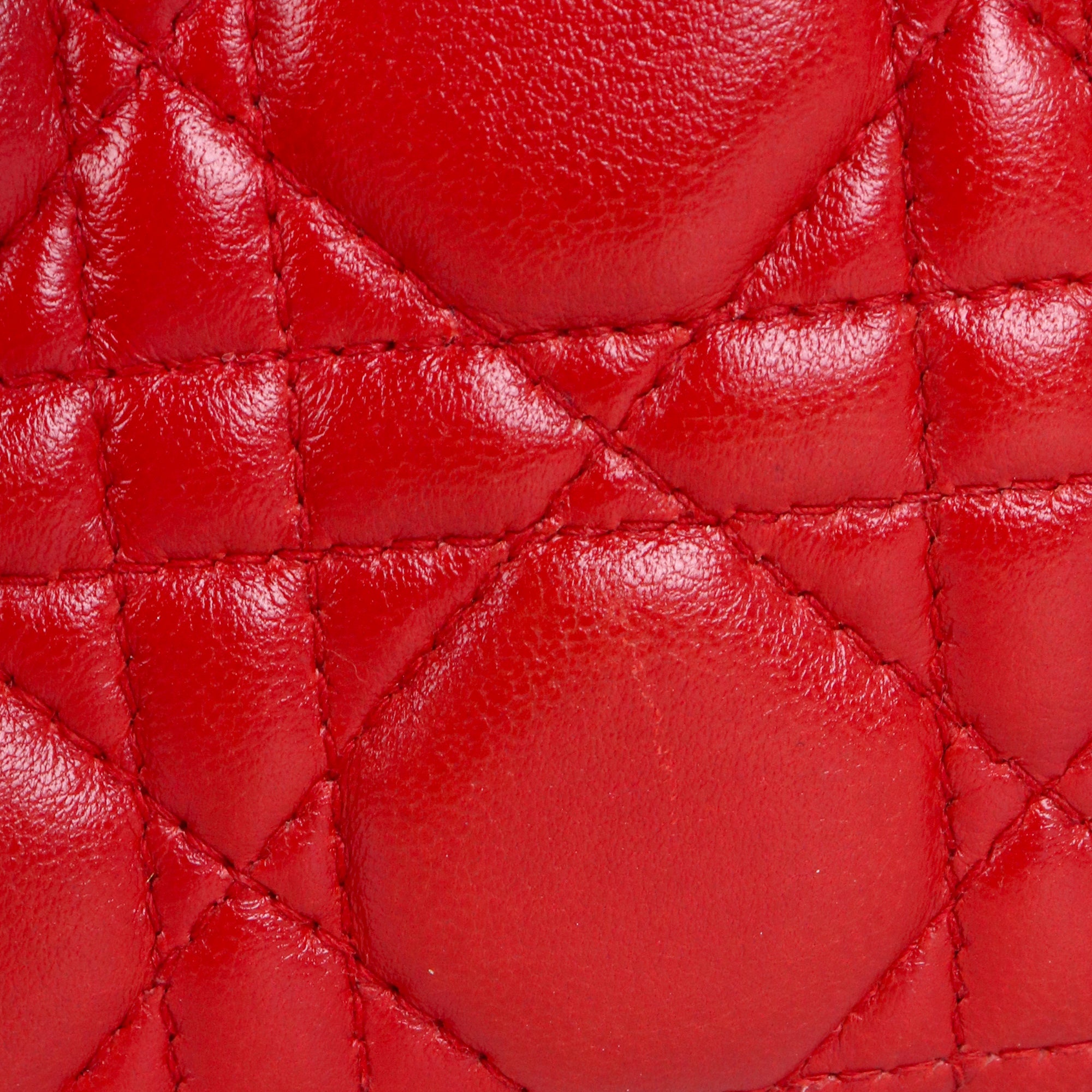 DIOR - Sac à main My Lady Dior small en cuir lisse rouge