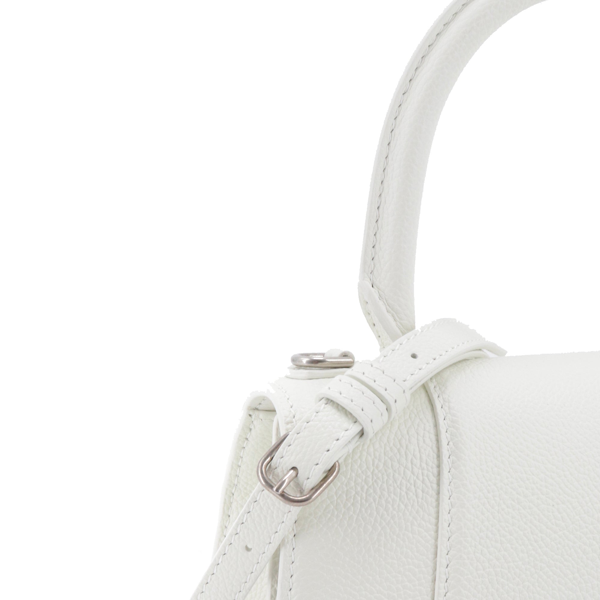 BALENCIAGA - Hourglass Balenciaga Small Size shoulder bag in white grained leather