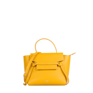 CELINE - Sac à bandoulière Belt nano Celine en cuir grainé jaune