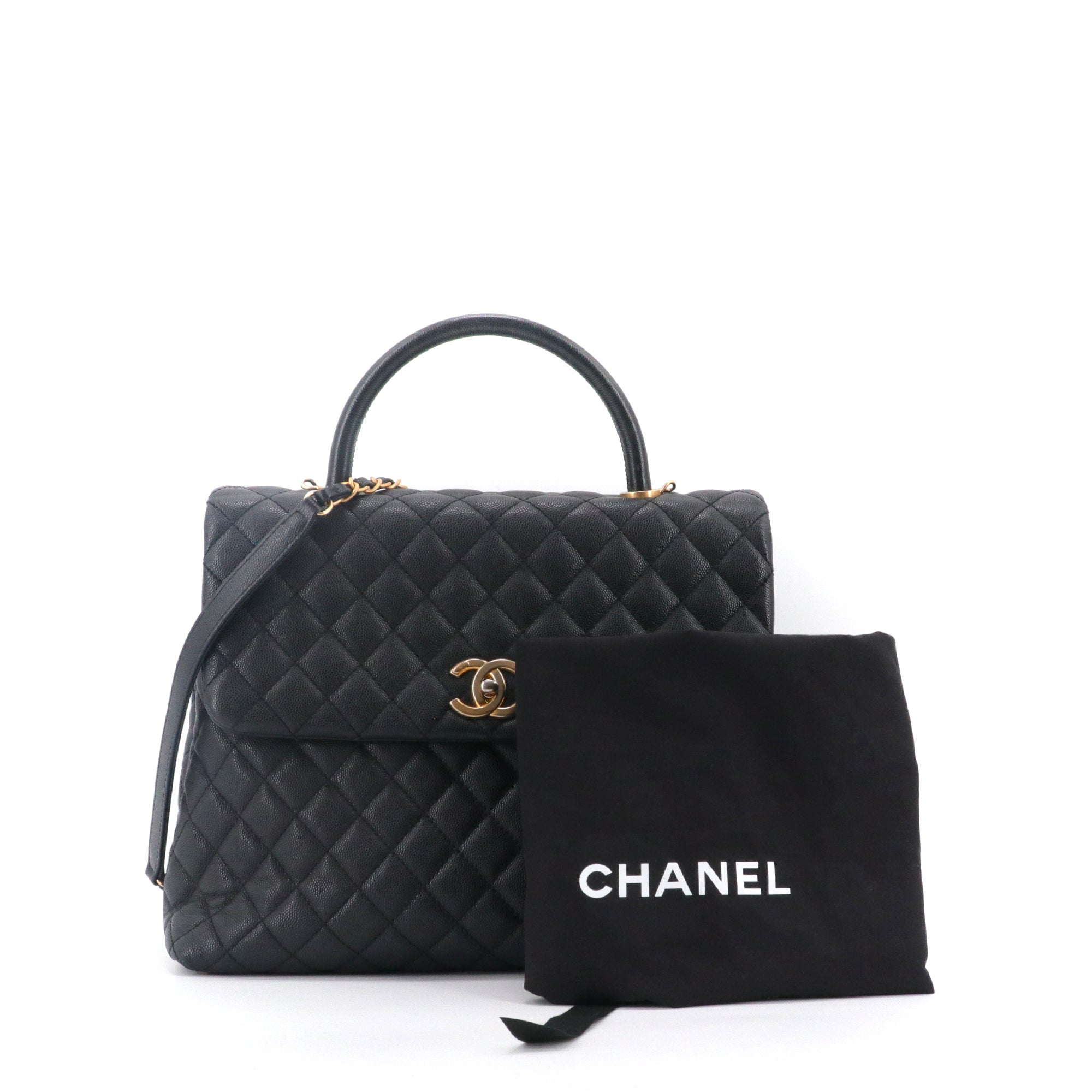 CHANEL - Chanel Coco Handle GM handbag in black caviar leather