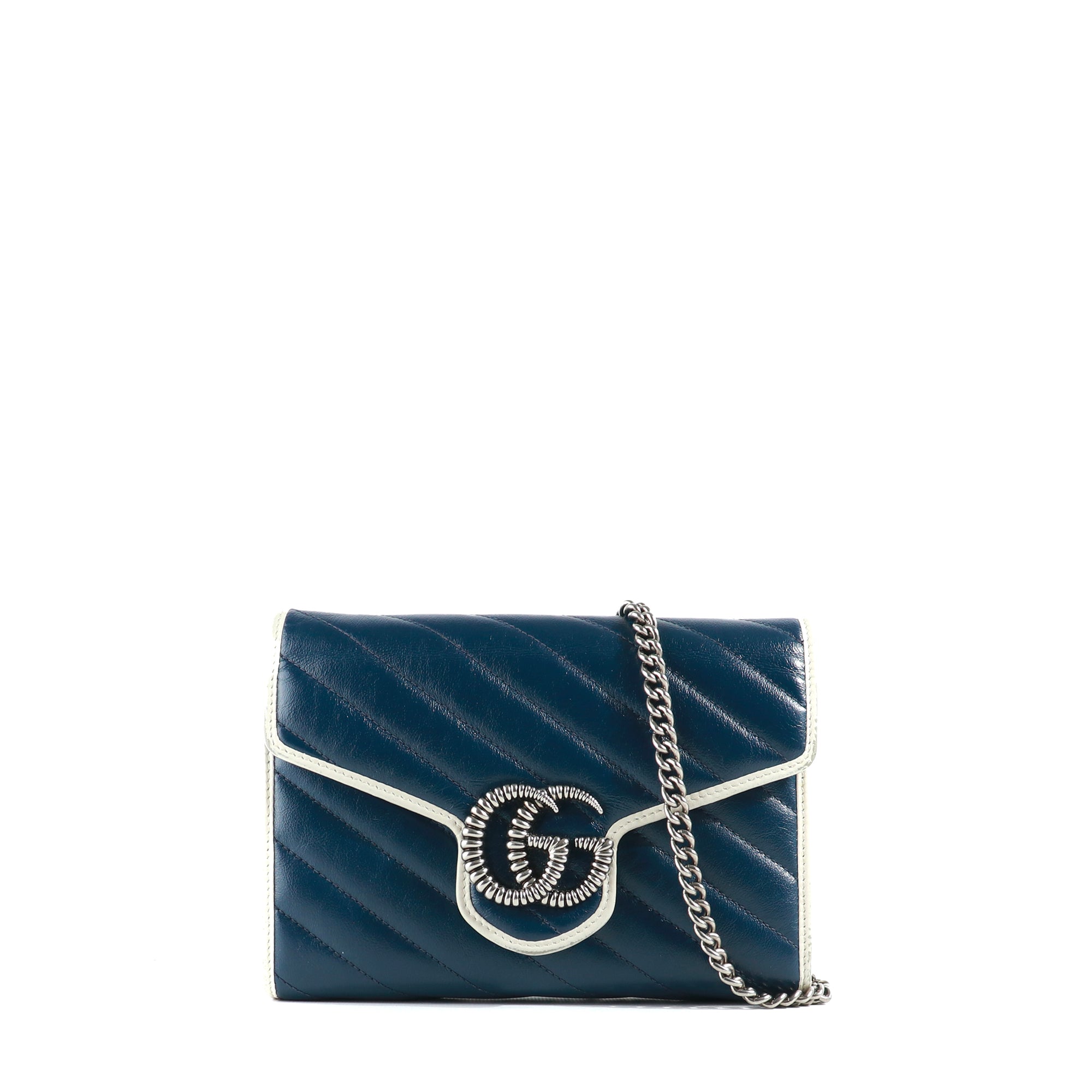 GUCCI - Sac à bandoulière GG Marmont en cuir bleu marine