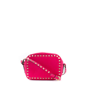 VALENTINO - Valentino Rockstud Rolling shoulder bag in pink smooth leather