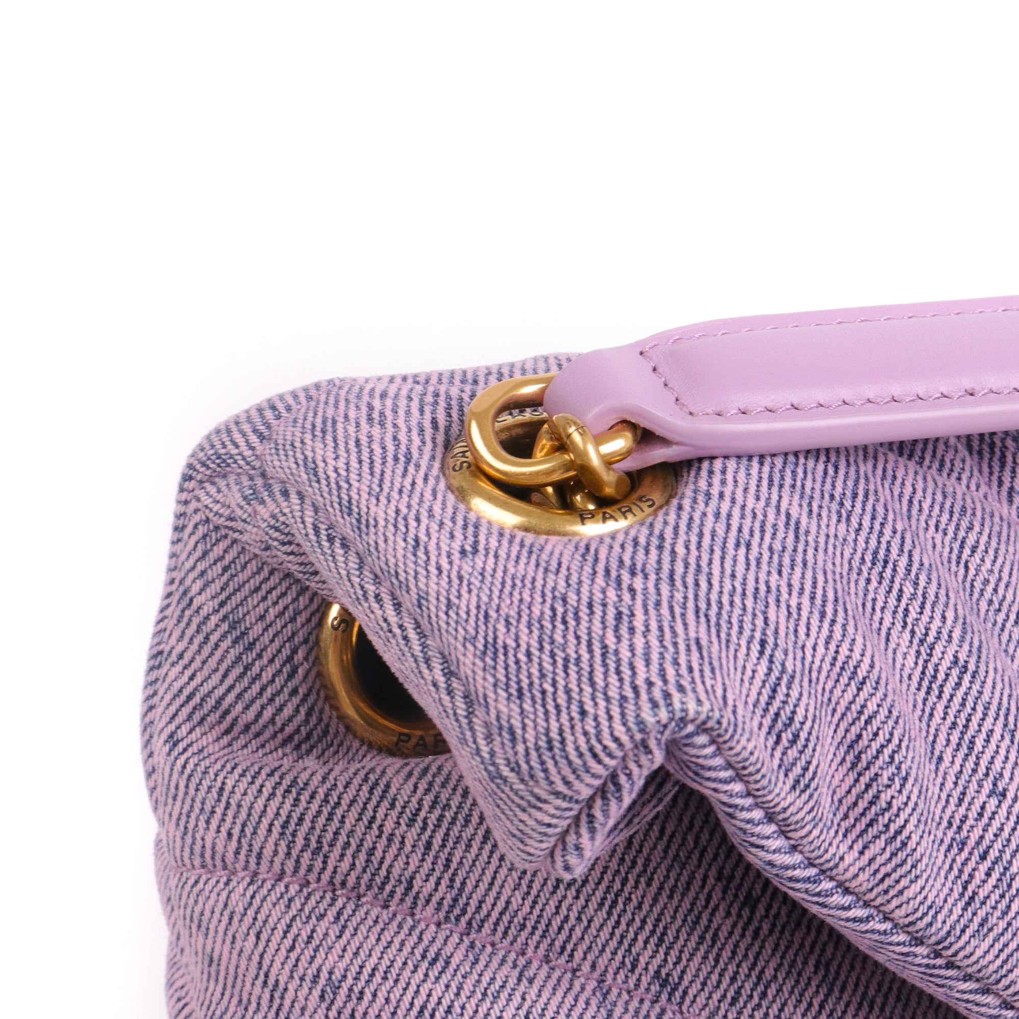 SAINT LAURENT - Sac à bandoulière Puffer medium Saint Laurent en denim violet